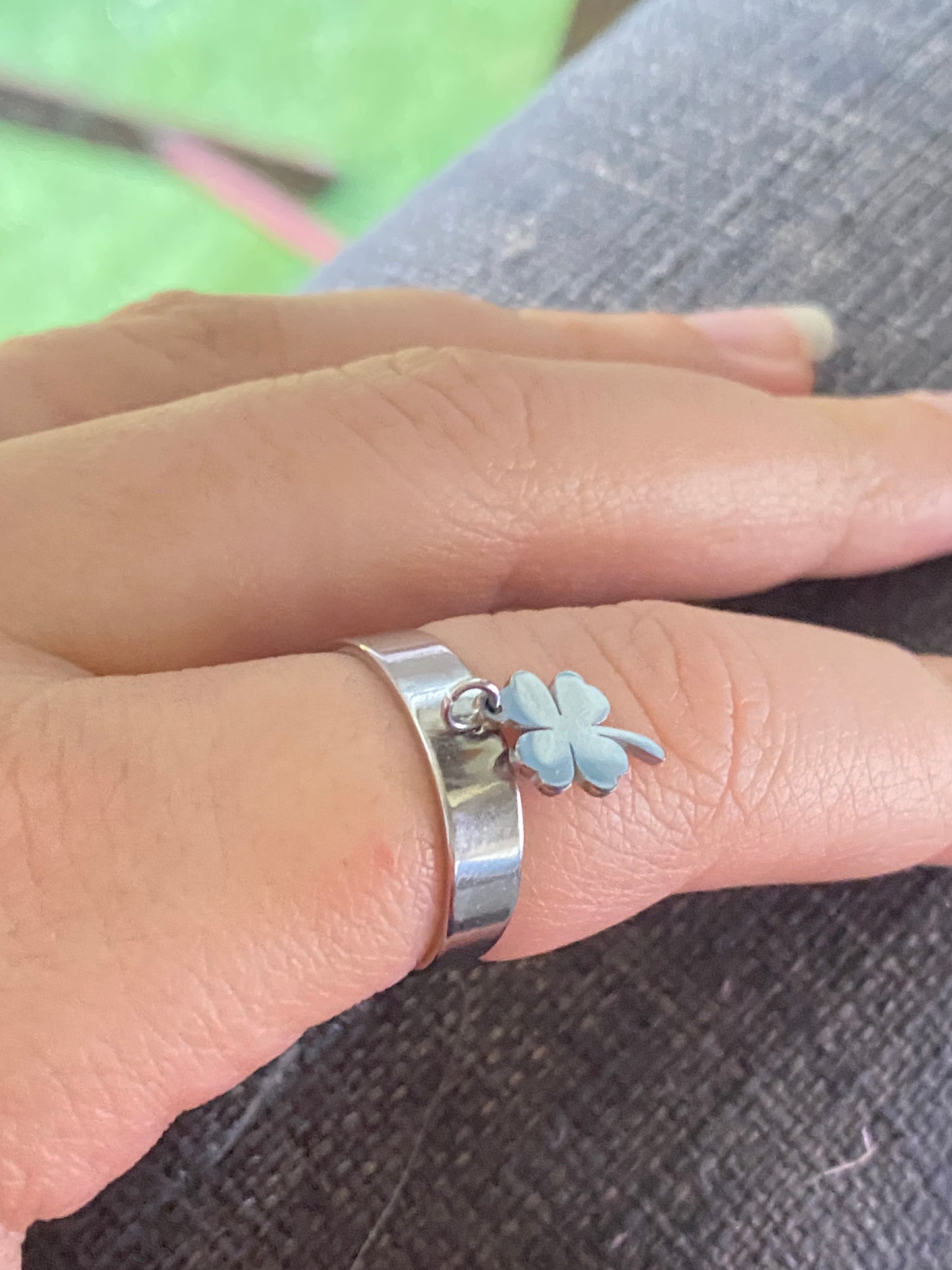 Bague Breloque Trèfle argent
