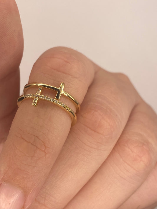 Bague Marie , croix religieuse , en Acier Inoxydable Ajustable