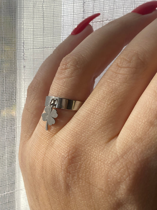 Bague Breloque Trèfle argent