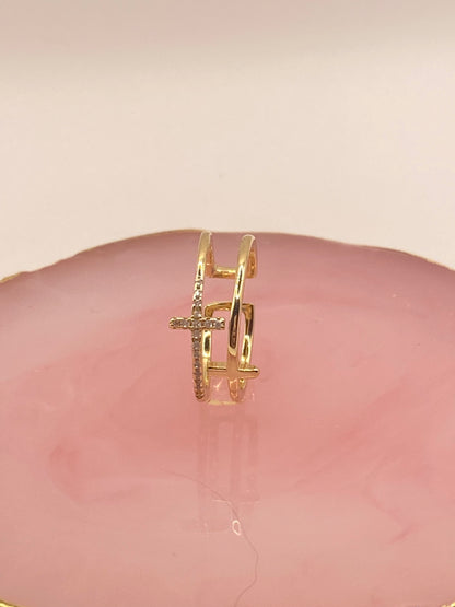Bague Marie , croix religieuse , en Acier Inoxydable Ajustable