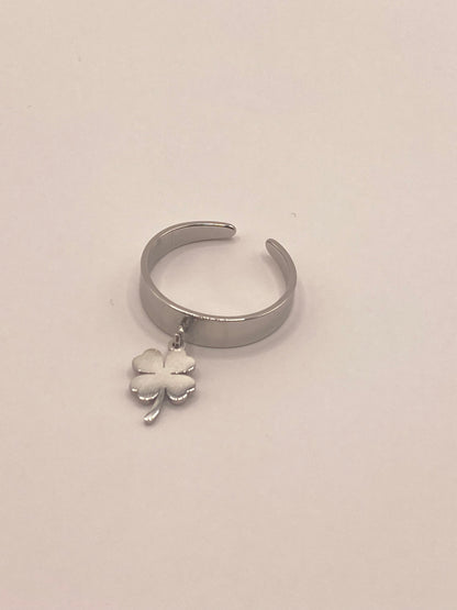 Bague Breloque Trèfle argent