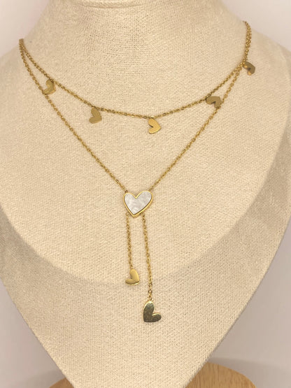 Collier coeur blanc